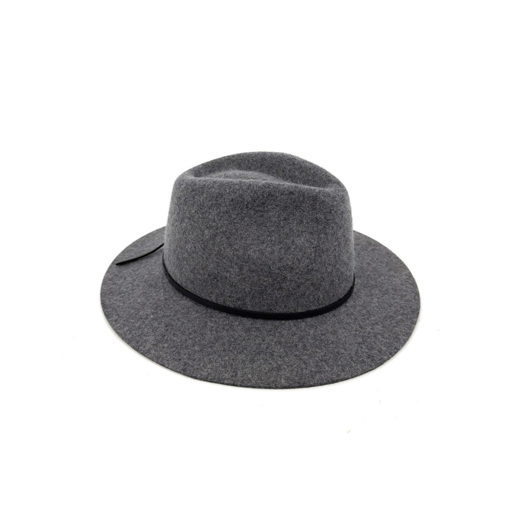 NWT Brixton Wesley Fedora Heather Grey Wool Felt Wide Brim Hat Small Western